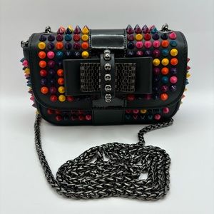 Chrisfian Louboutin Crossbody Bag Louboutin Shoulder Bag Spike Multicolor Black